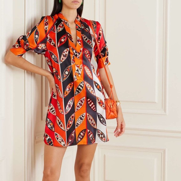 pucci mini dress - Draped printed satin-jersey Marble print with sinuous motifs Serifos Pucci Print Mini Dress
